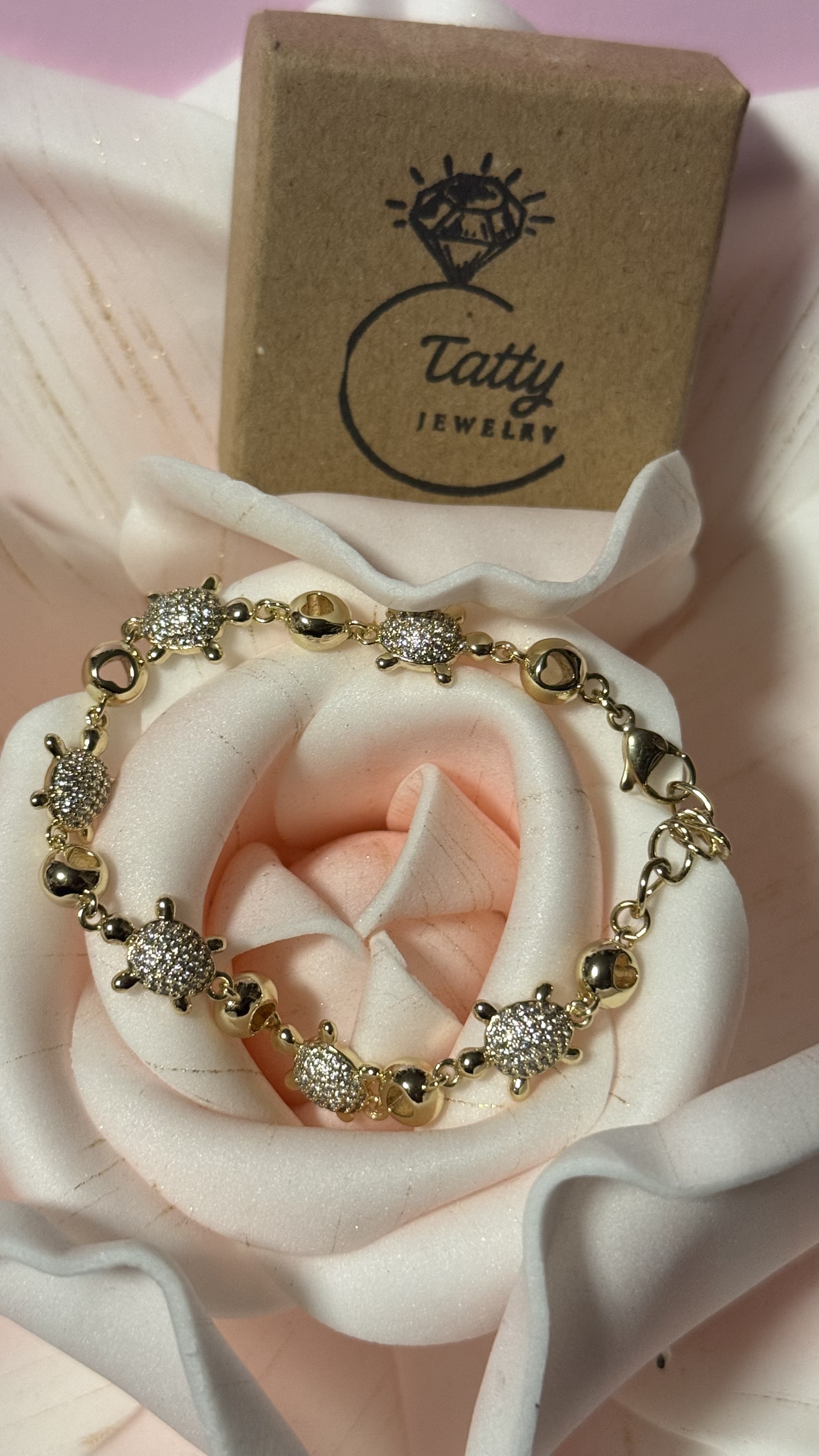 Small Turtle Bracelet 14k Gold Plated