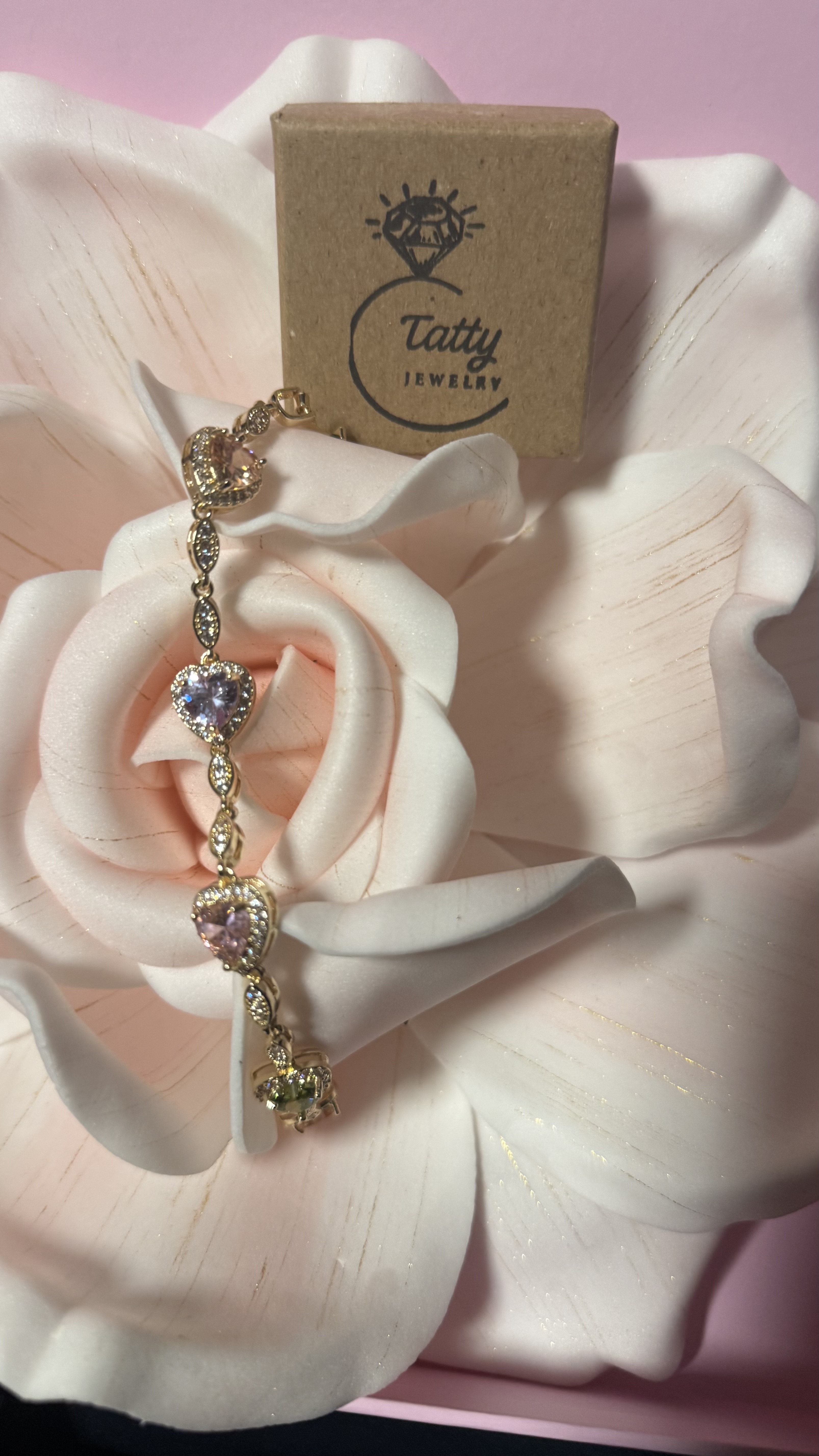 Multicolor Heart Bracelet 14k Gold Plated
