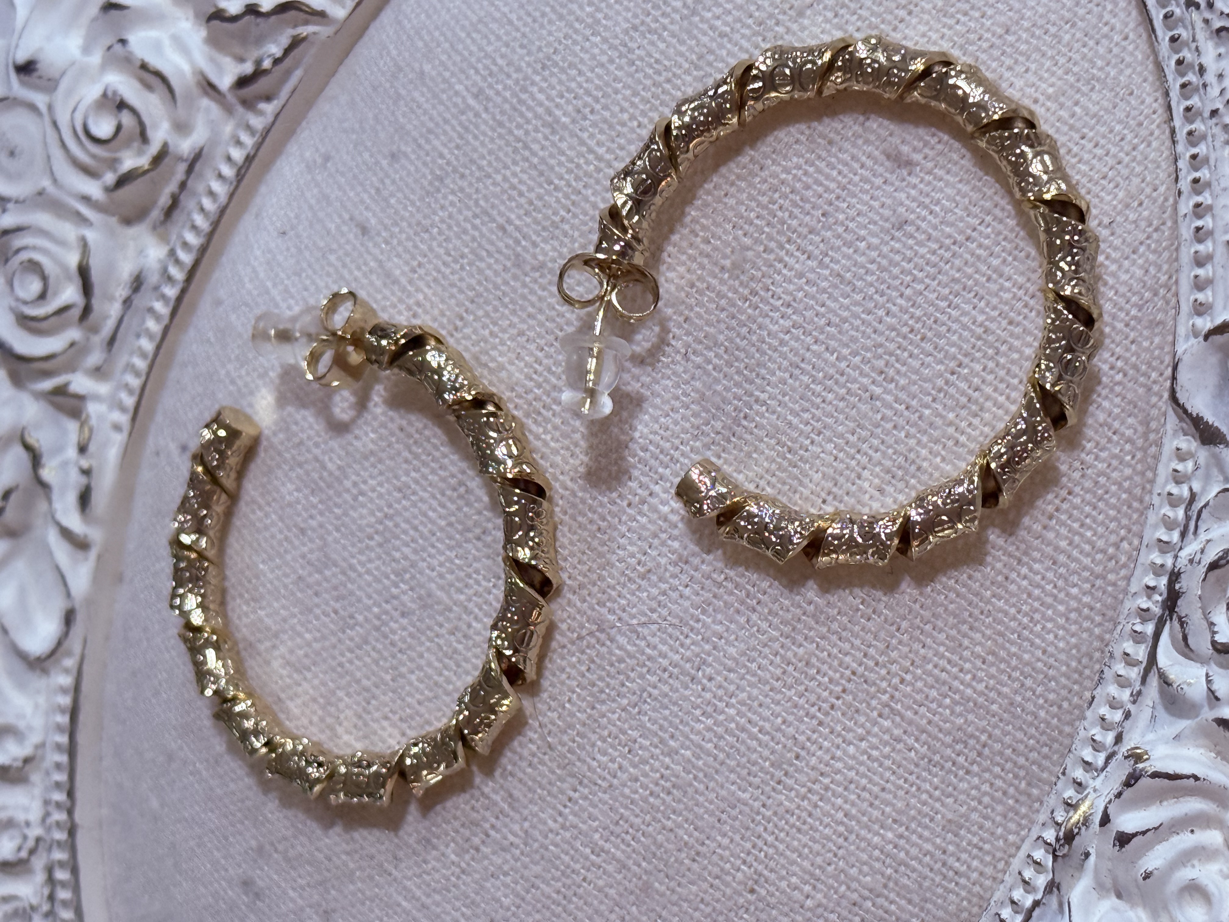 Textured Hoop Earrings 14k Gold plated