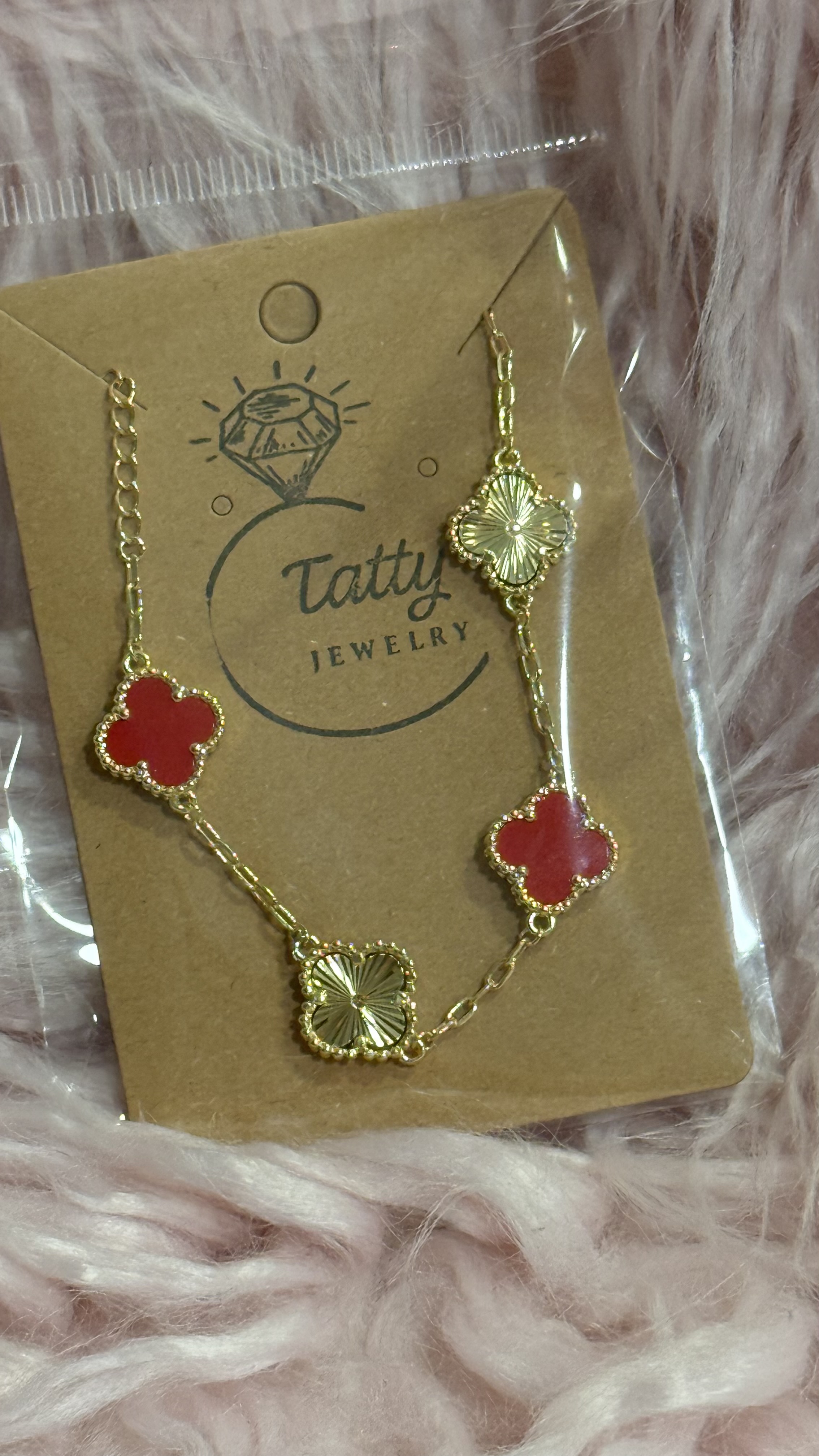 Red or Gold Flower Gold Plated
